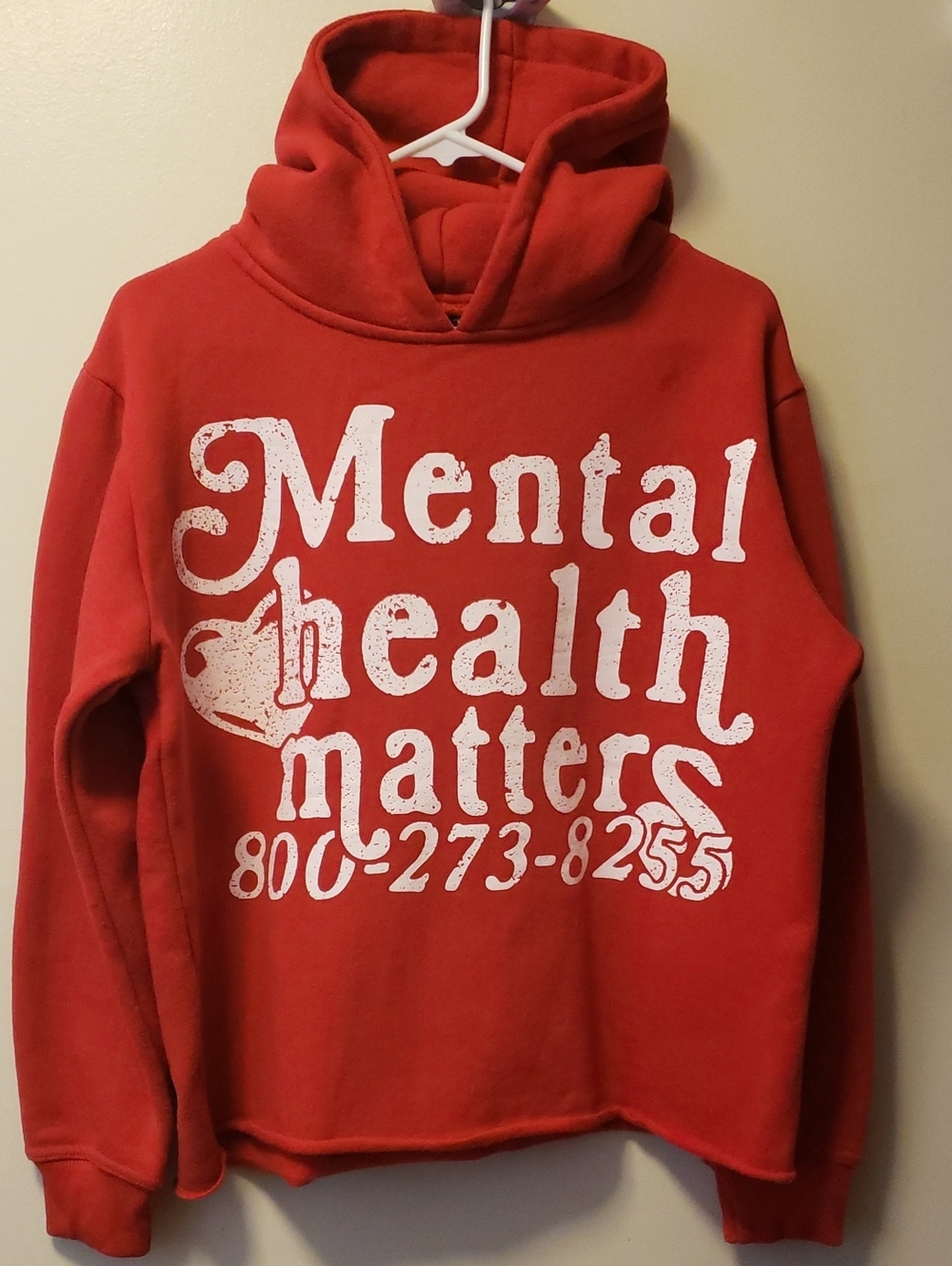Mental Health Matters Red Hoodie Cropped Sweatshirt
